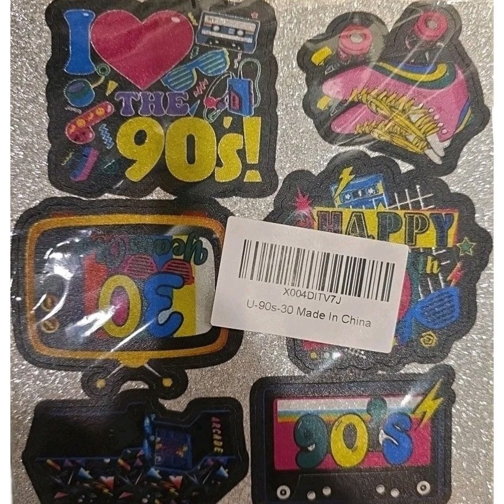36 Piece Cupcake Toppers 90's Style 30th Birthday Party Decorations